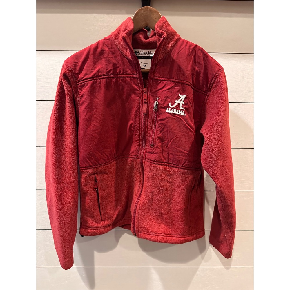 Columbia Alabama Crimson Tide Fleece Jacket Womens Medium Red Full Zip Hybrid